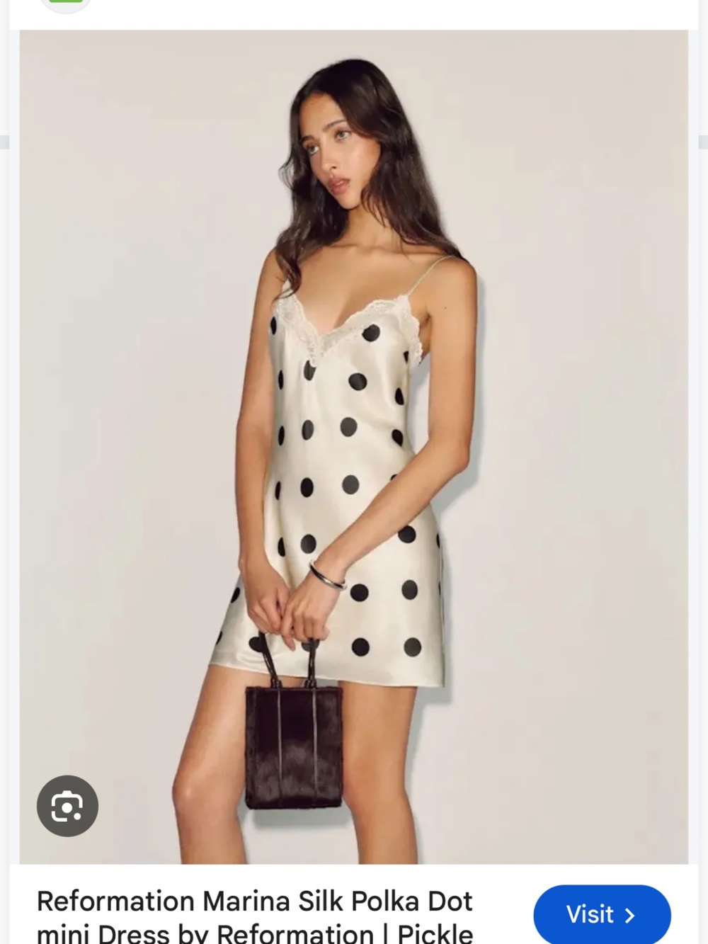 Reformation Silk Polka Dot Slip Dress in Ivory and Black